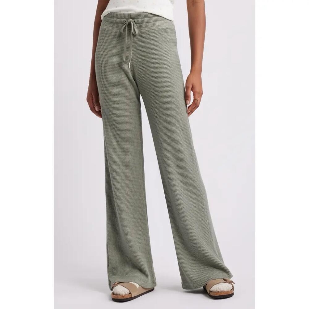 Abound Sage Green Waffle Knit Wide-Leg Pants